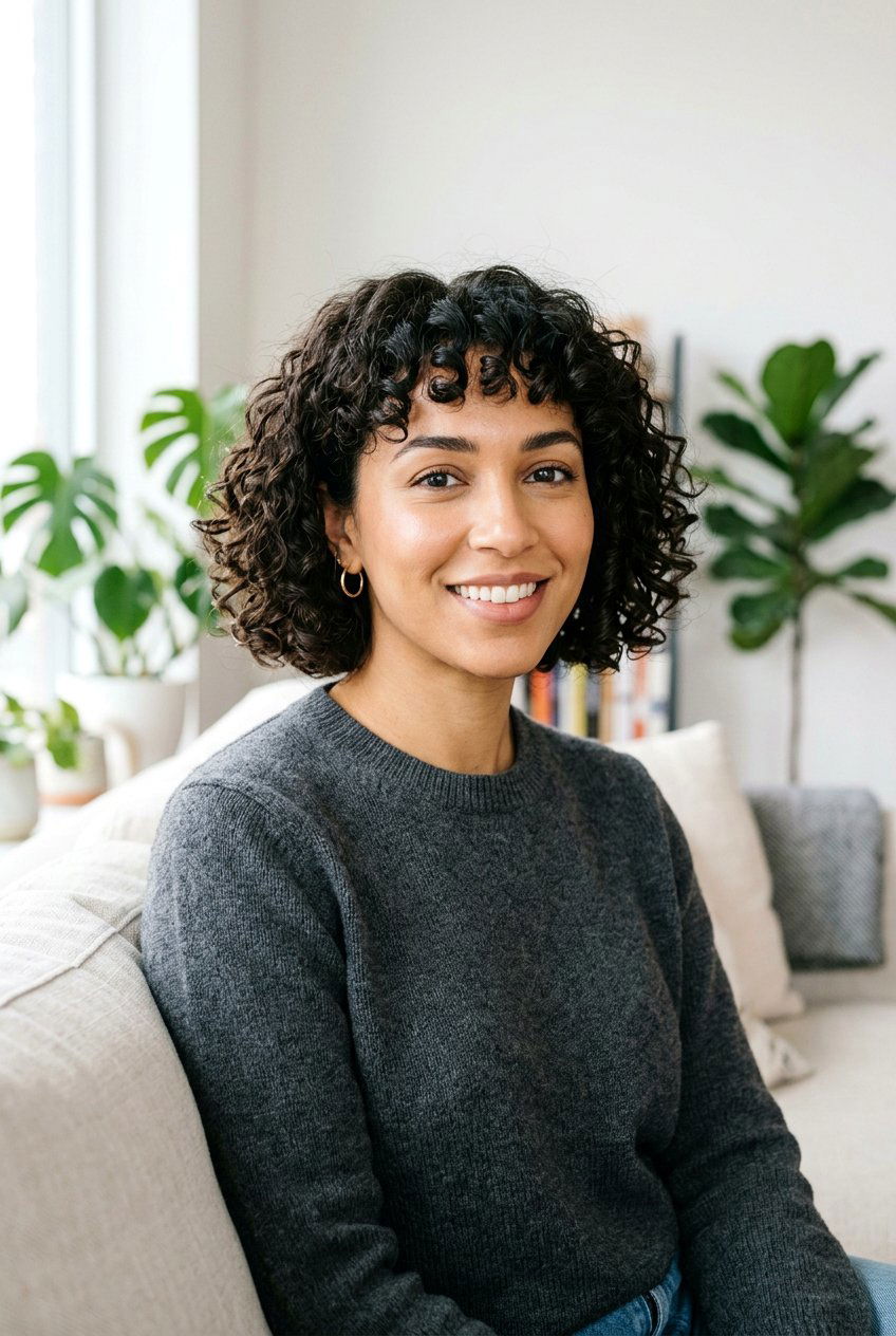 French Bob Curly Hair - 20 curly hair with bangs - 20 curly hair with bangs