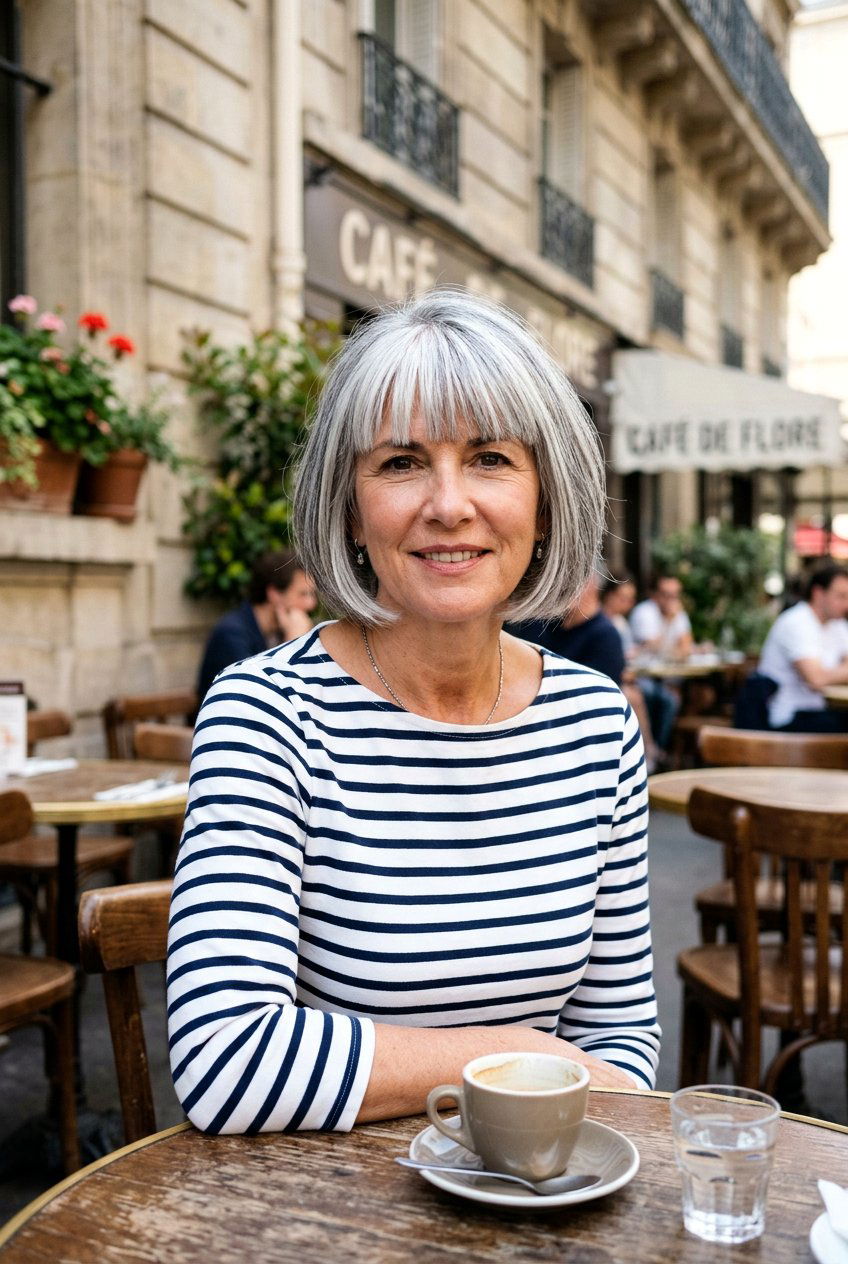 French Bob Gray Hair Highlights - 20 gray blending bob with highlights - 20 gray blending bob with highlights