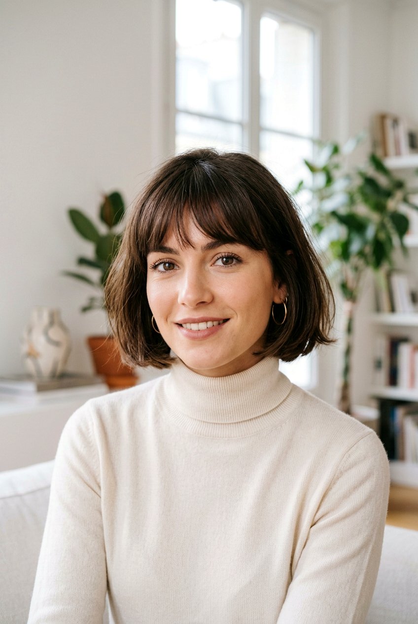 French Bob With Bangs - 20 easy care short hairstyles - 20 easy care short hairstyles