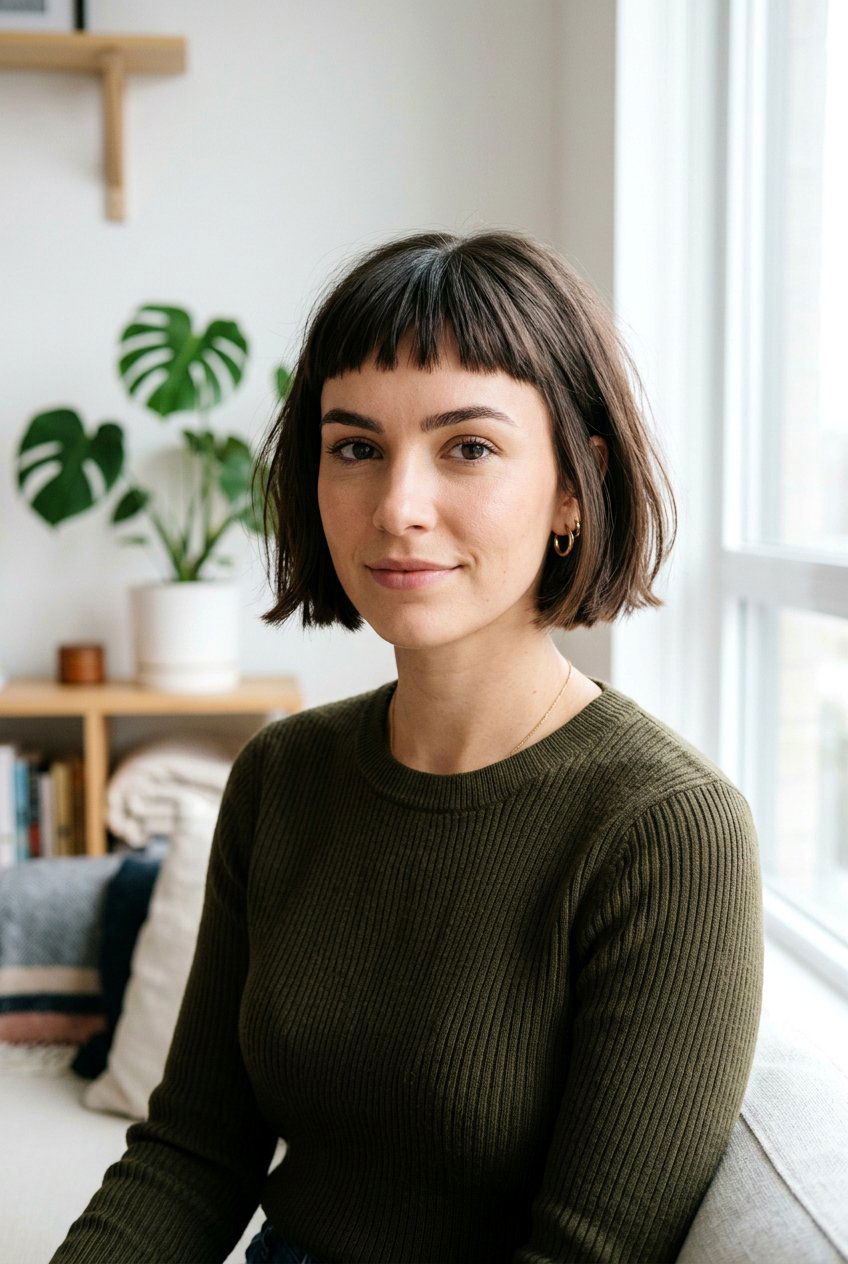 French Bob With Micro Bangs - 20 short haircuts for thick hair - 20 short haircuts for thick hair