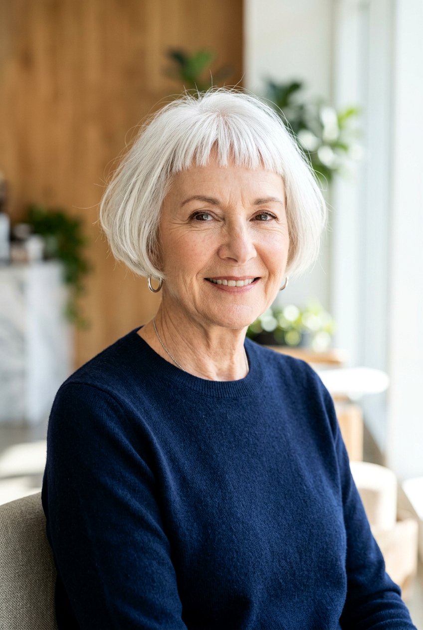 French Bob With Micro Bangs - 20 classy bob haircuts for older women - 20 classy bob haircuts for older women