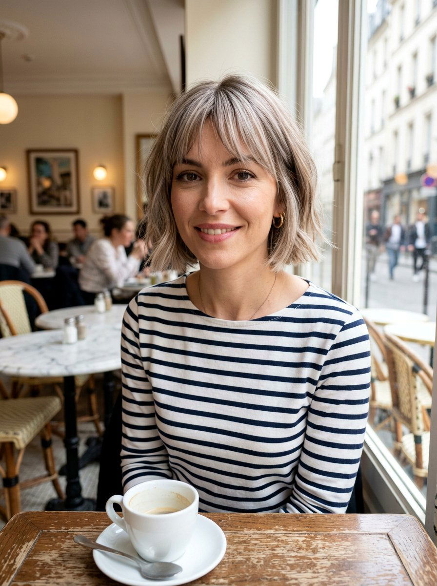 French Bob With Silver Beige Blend - 20 silver beige blend for mature women - 20 silver beige blend for mature women