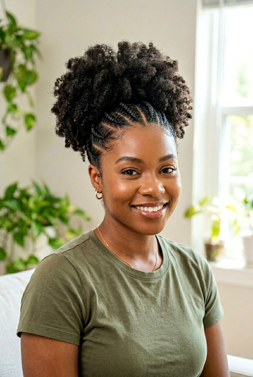 20 Chic Braided Afro Puff Hairstyle Ideas for Natural Hair