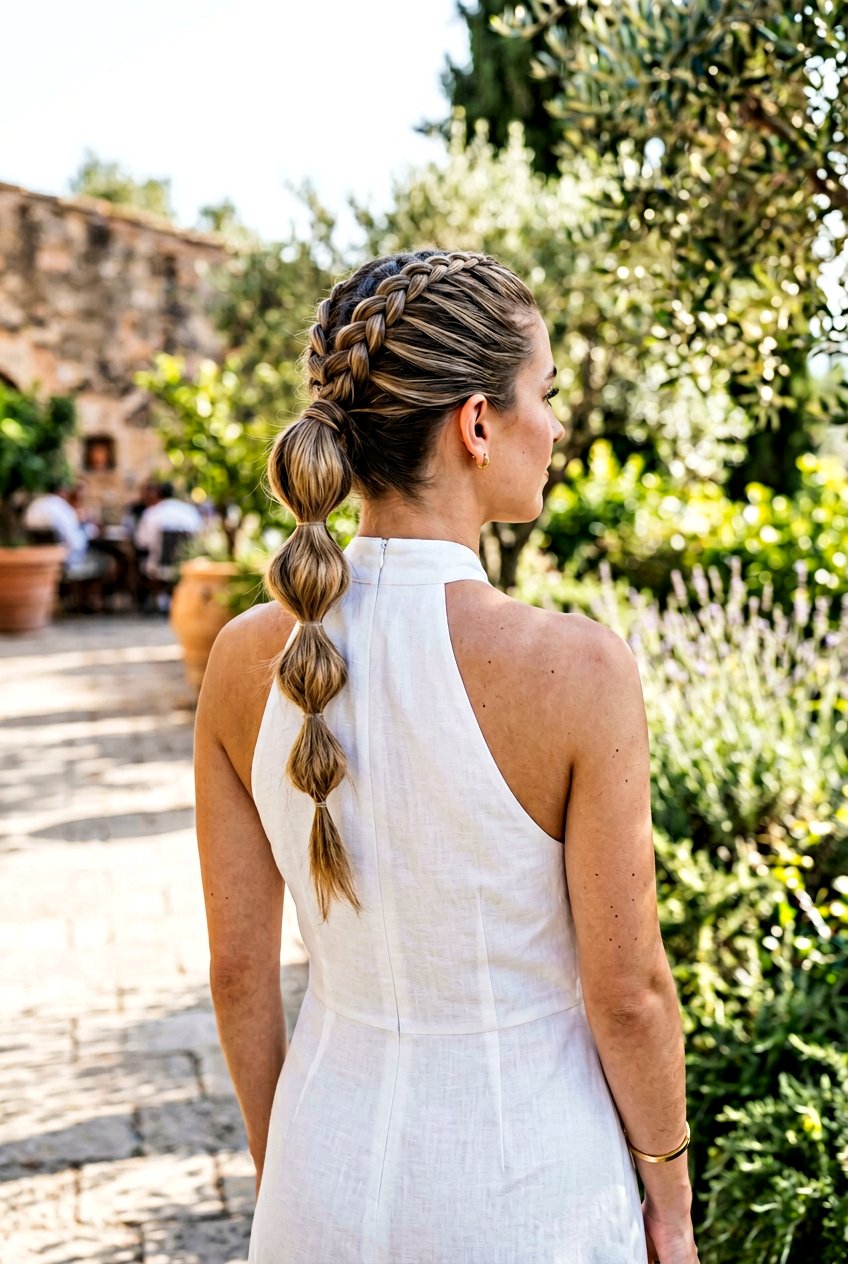 French Braid Bubble Ponytail - 20 bubble ponytail for wedding guest - 20 bubble ponytail for wedding guest