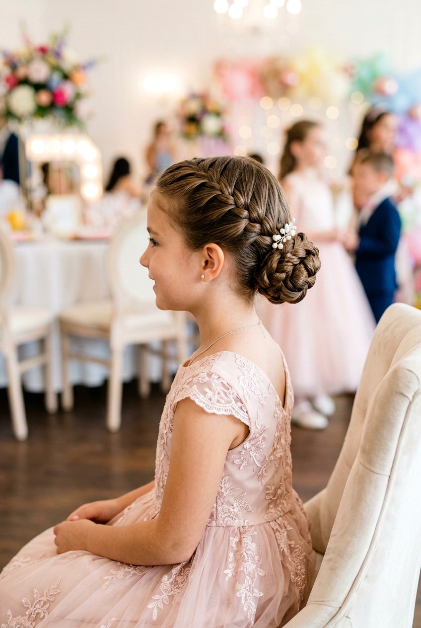 French Braid Bun For Kids Party - 20 little girls party hairstyle with braids - 20 little girls party hairstyle with braids