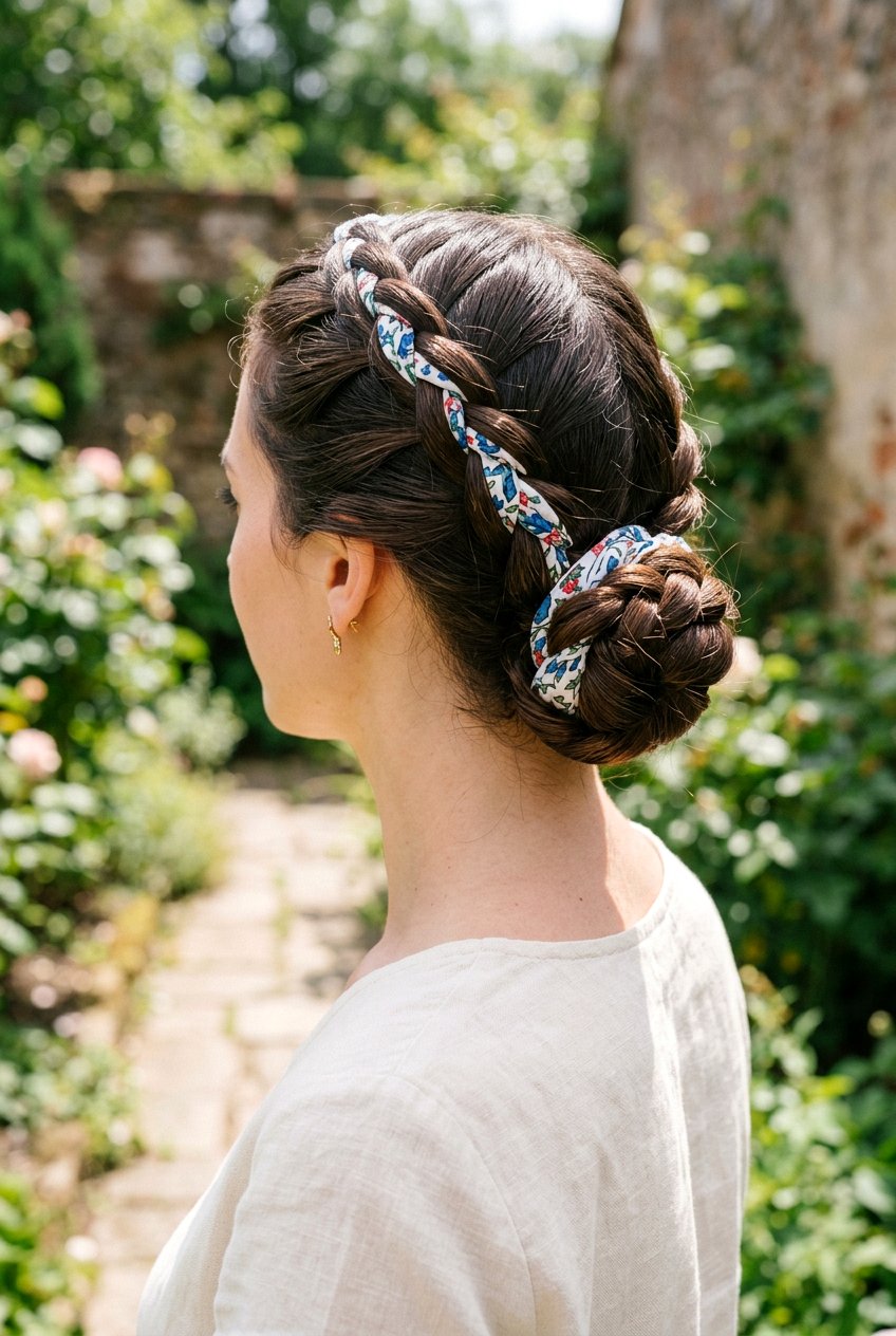French Braid Bun With Bandana - 20 bandana bun hairstyle - 20 bandana bun hairstyle