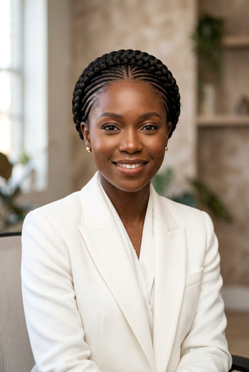 French Braid Cornrow Crown - 20 office friendly braided hairstyles for black women - 20 office friendly braided hairstyles for black women