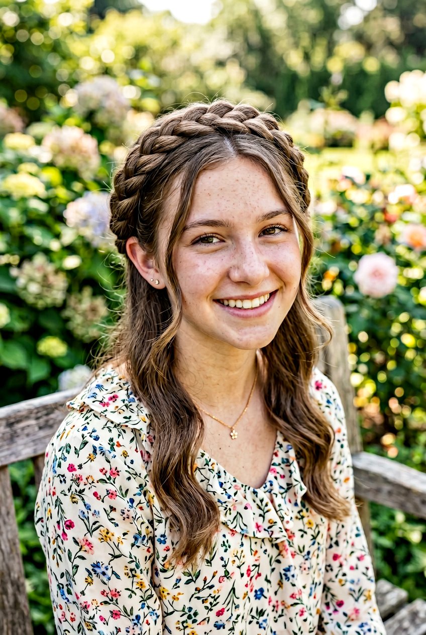 French Braid Crown - 20 school hairstyle for teenage girls with medium hair - 20 school hairstyle for teenage girls with medium hair
