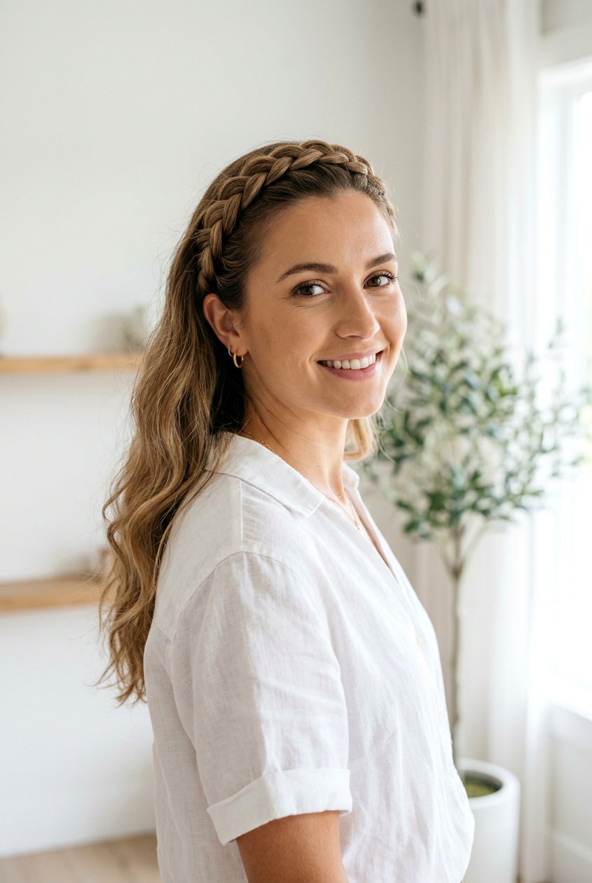 French Braid Crown - 20 simple college hairstyle for girls - 20 simple college hairstyle for girls