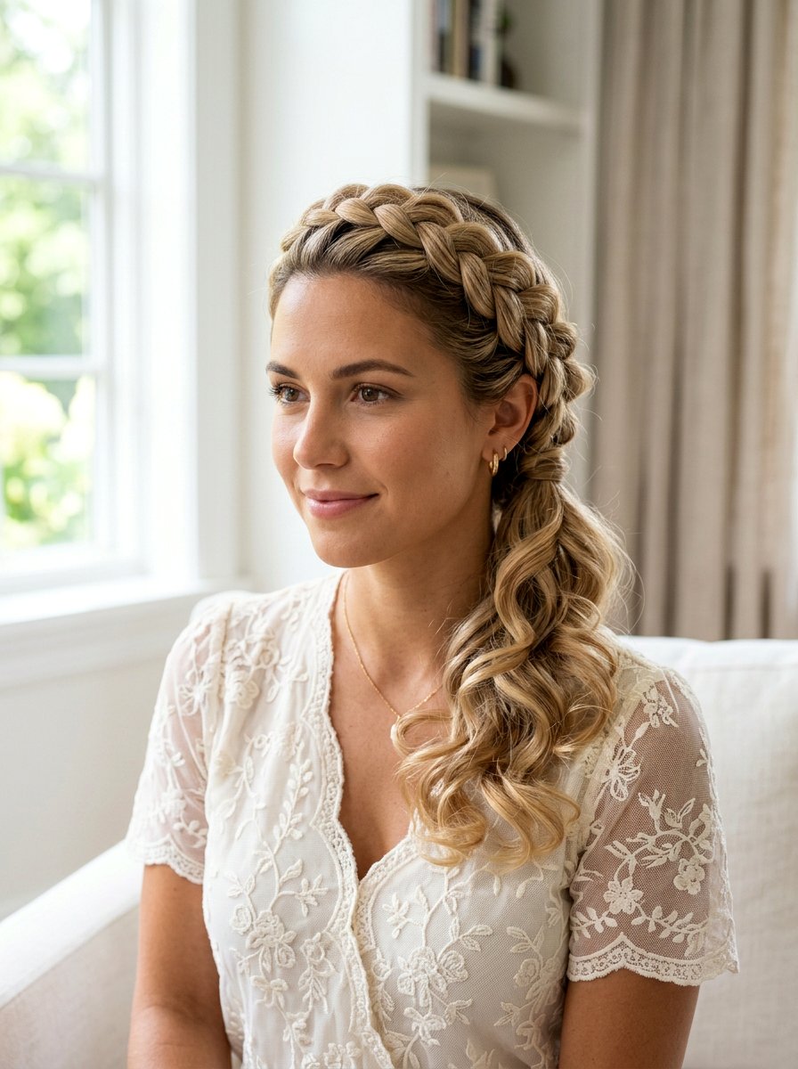 French Braid Crown - 20 cute hairstyle for family dinner - 20 cute hairstyle for family dinner