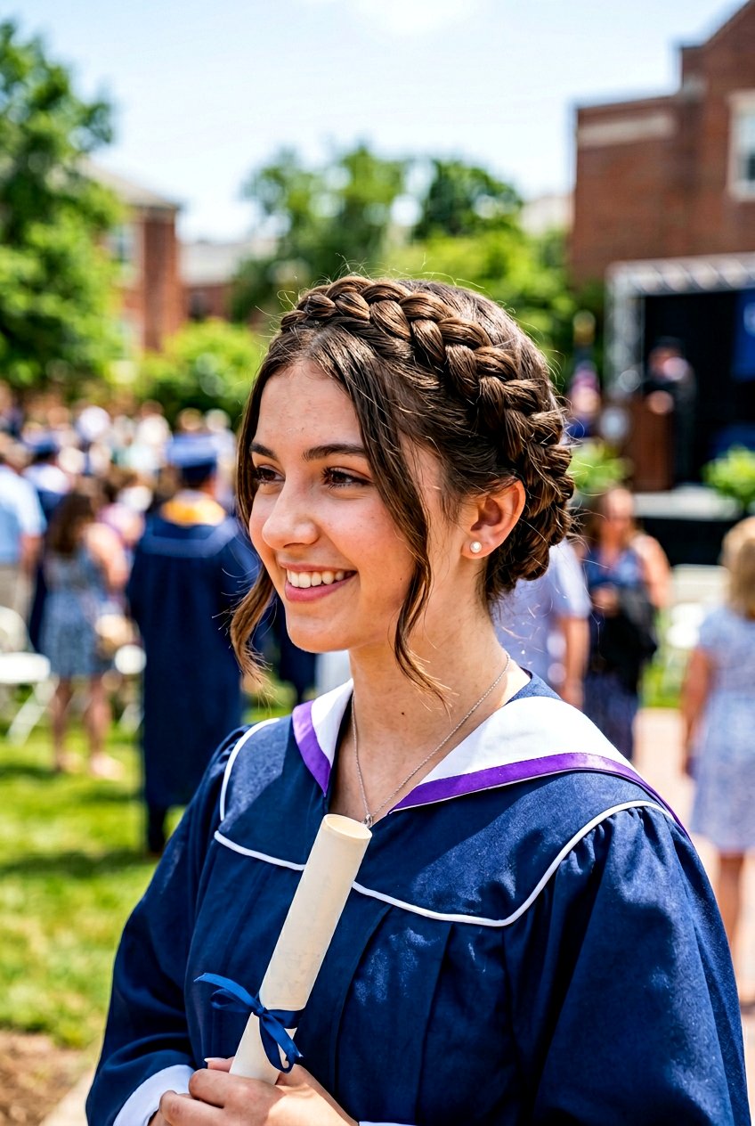 French Braid Crown Look - 20 graduation hairstyle for teenage girls - 20 graduation hairstyle for teenage girls