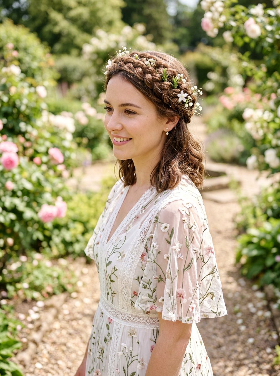 French Braid Crown Medium Hair - 20 school dance hairstyles for medium hair - 20 school dance hairstyles for medium hair