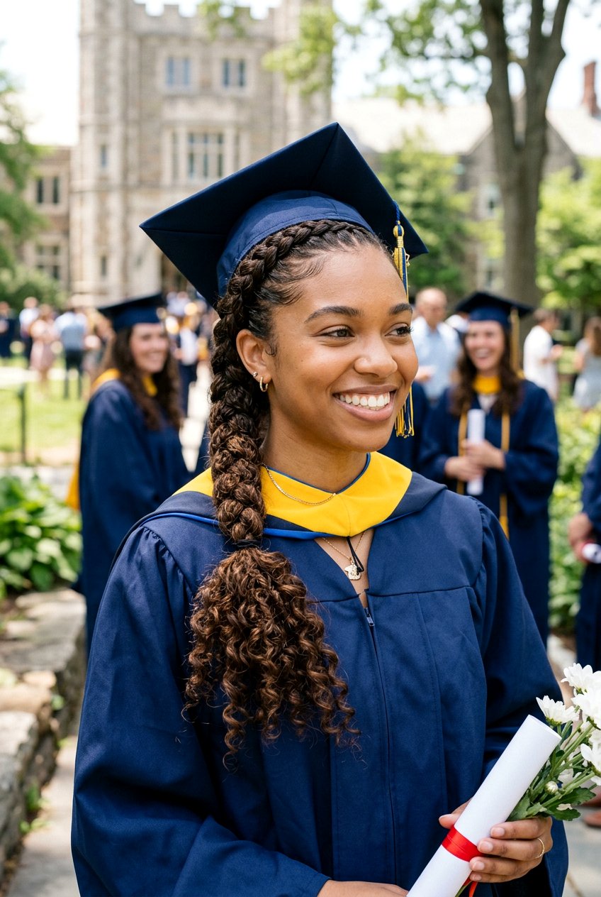 French Braid Curly Hair - 20 graduation hairstyles for curly hair - 20 graduation hairstyles for curly hair