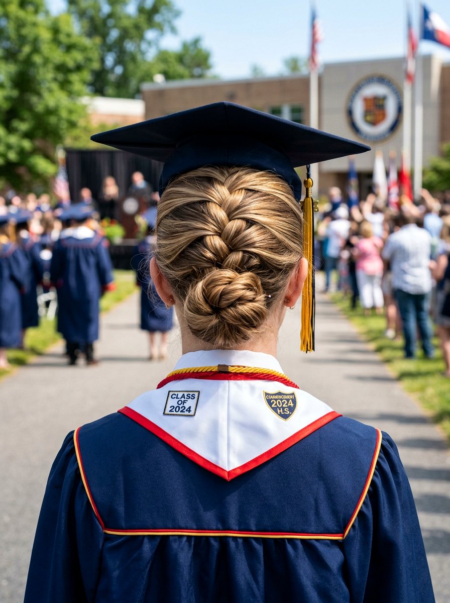 French Braid Graduation Updo - 20 teen girls graduation hairstyle with braid - 20 teen girls graduation hairstyle with braid