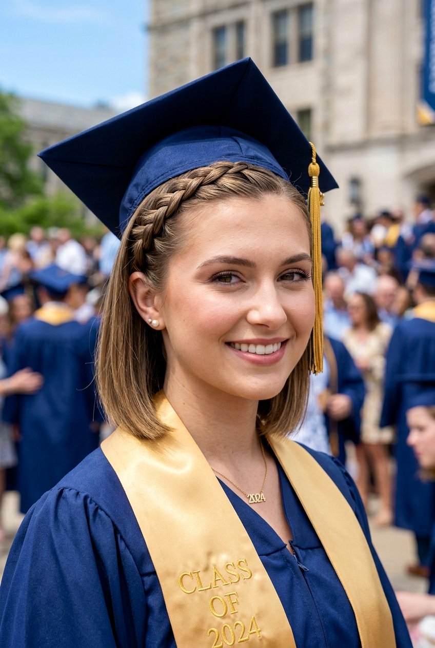 French Braid Half Up For Short Hair - 20 graduation hairstyle with half up braid - 20 graduation hairstyle with half up braid