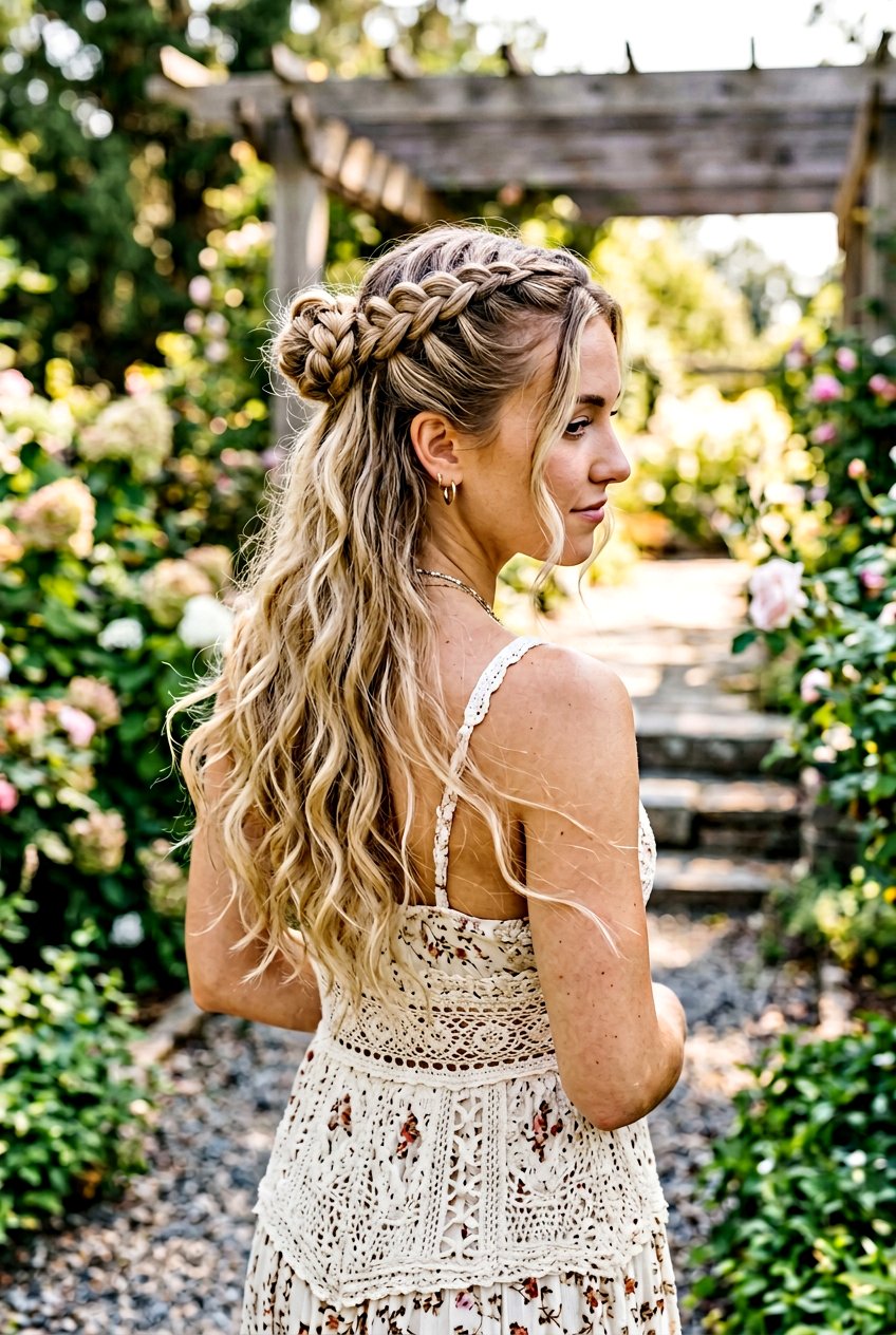 French Braid Half Up Space Buns - 20 festival braid space buns - 20 festival braid space buns