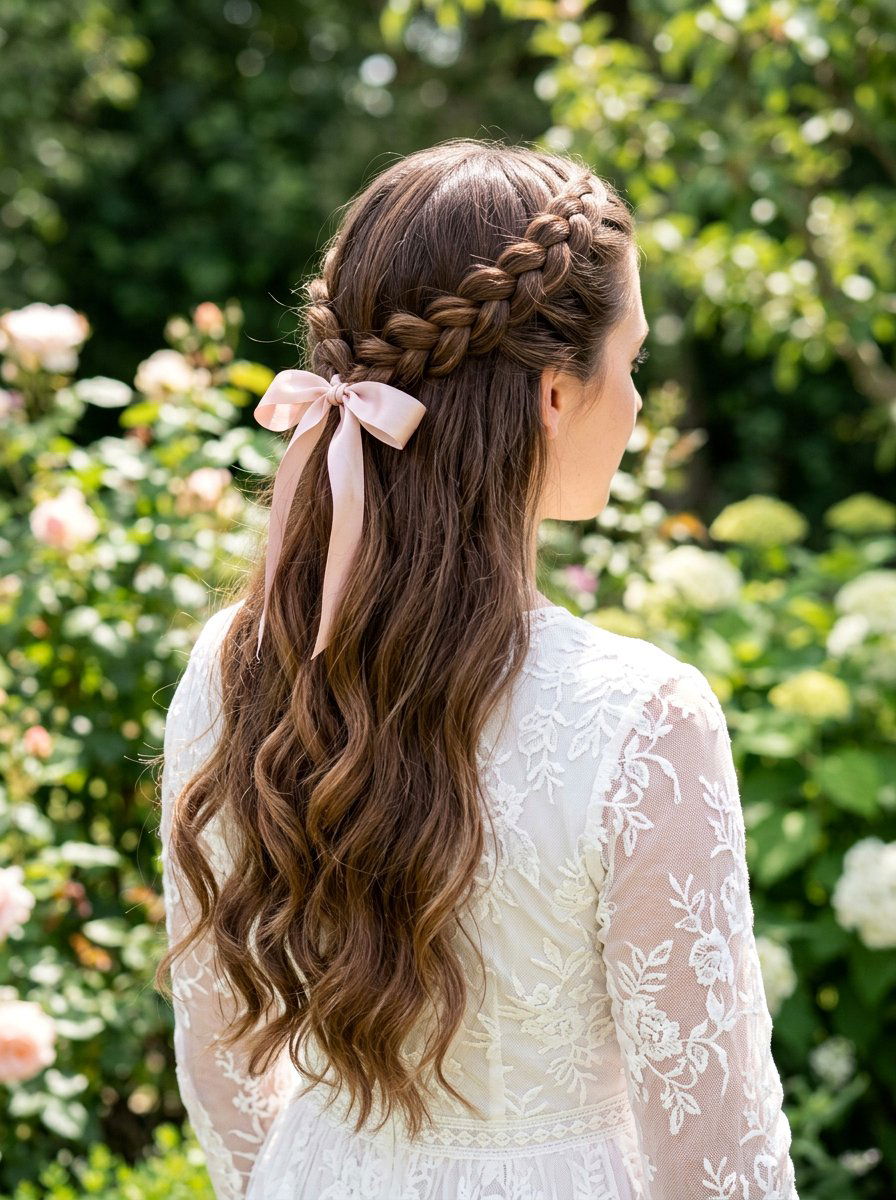 French Braid Half Up - 20 prom hairstyles for braids - 20 prom hairstyles for braids