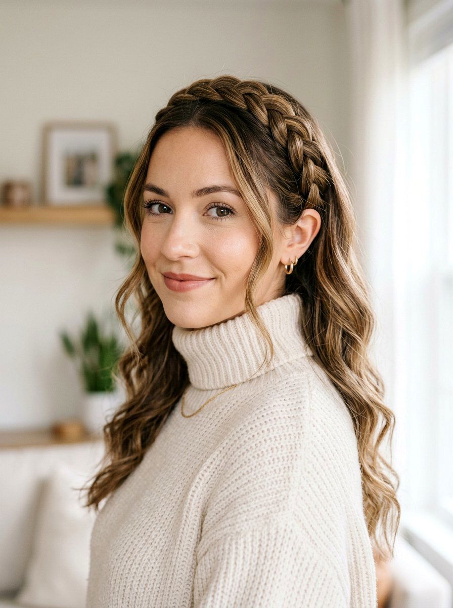 French Braid Headband Hairstyle - 20 easy hairstyle for office rush - 20 easy hairstyle for office rush