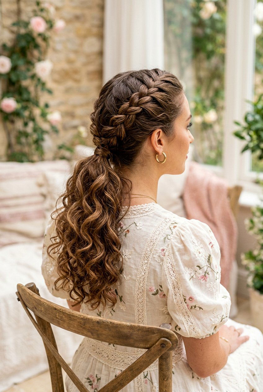 French Braid Into Curly Ponytail - 20 soft girl ponytail with curls - 20 soft girl ponytail with curls