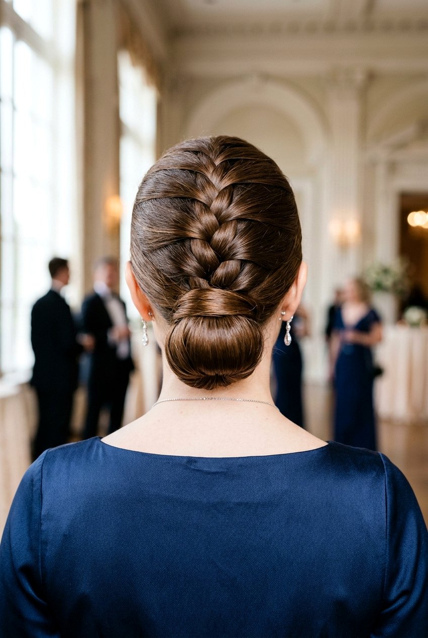 French Braid Low Bun - 20 festive low bun with braid - 20 festive low bun with braid