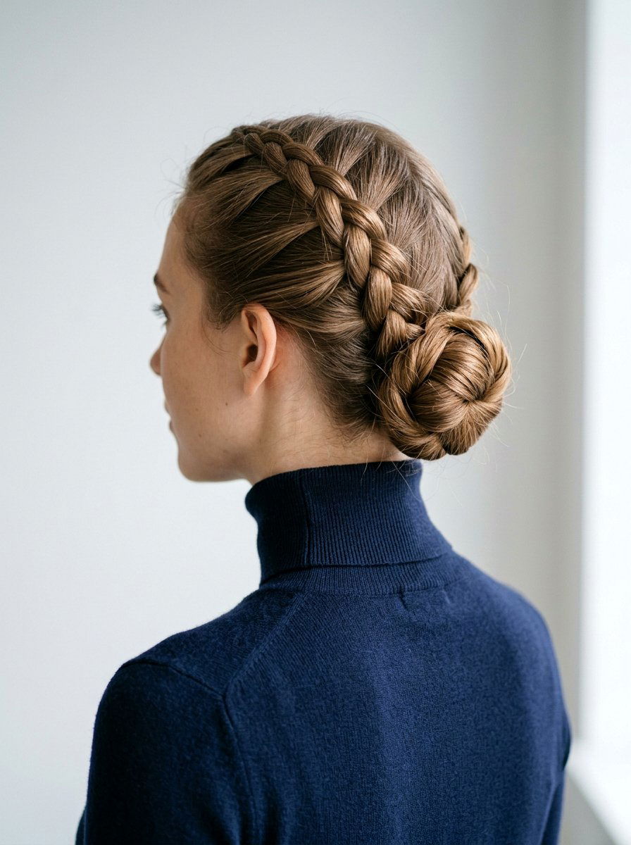 French Braid Low Bun - 20 rainy day bun hairstyle - 20 rainy day bun hairstyle