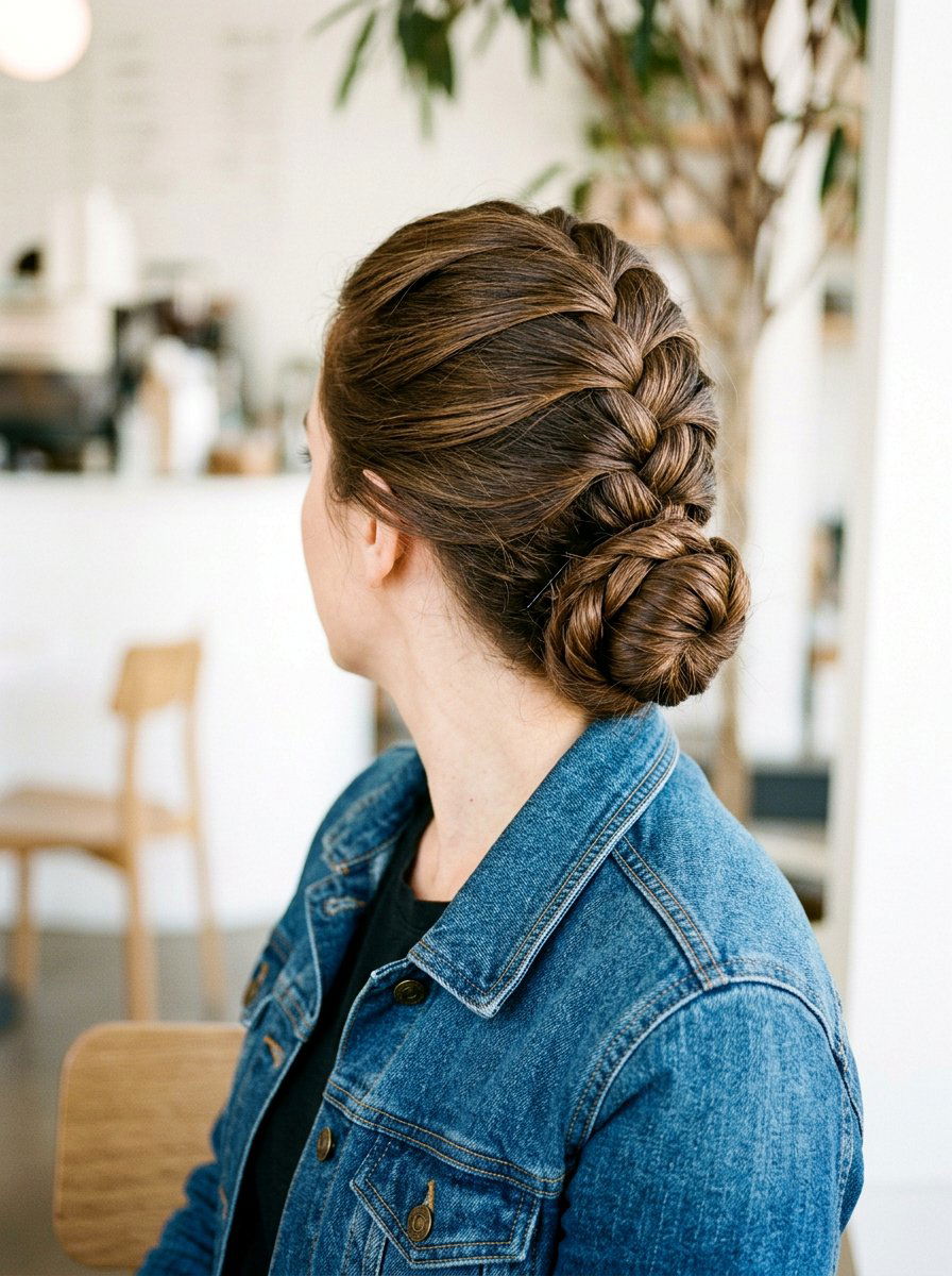 French Braid Low Bun - 20 road trip bun hairstyle - 20 road trip bun hairstyle