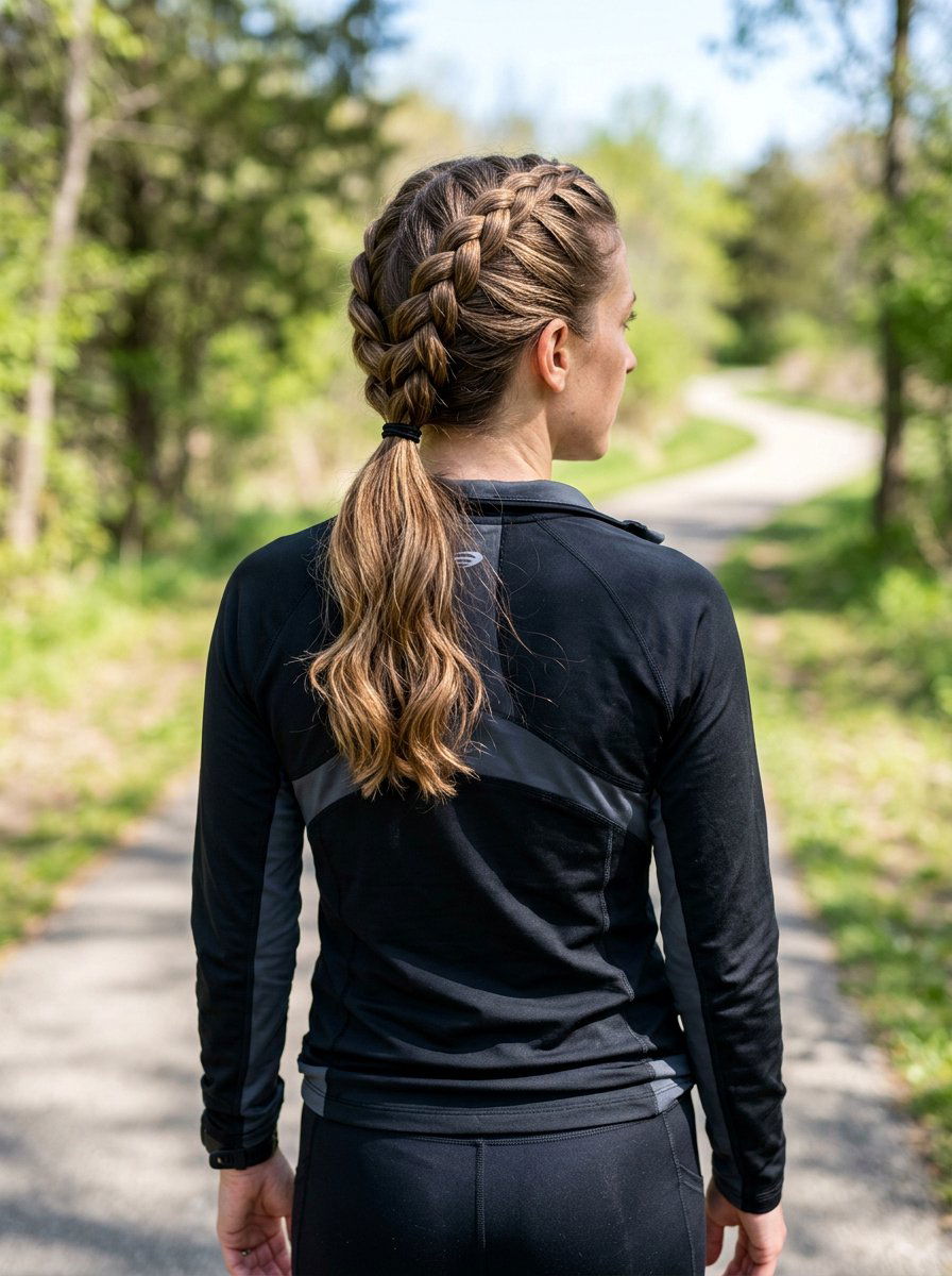 French Braid Low Ponytail for Long Runs - 20 running braid ponytail - 20 running braid ponytail