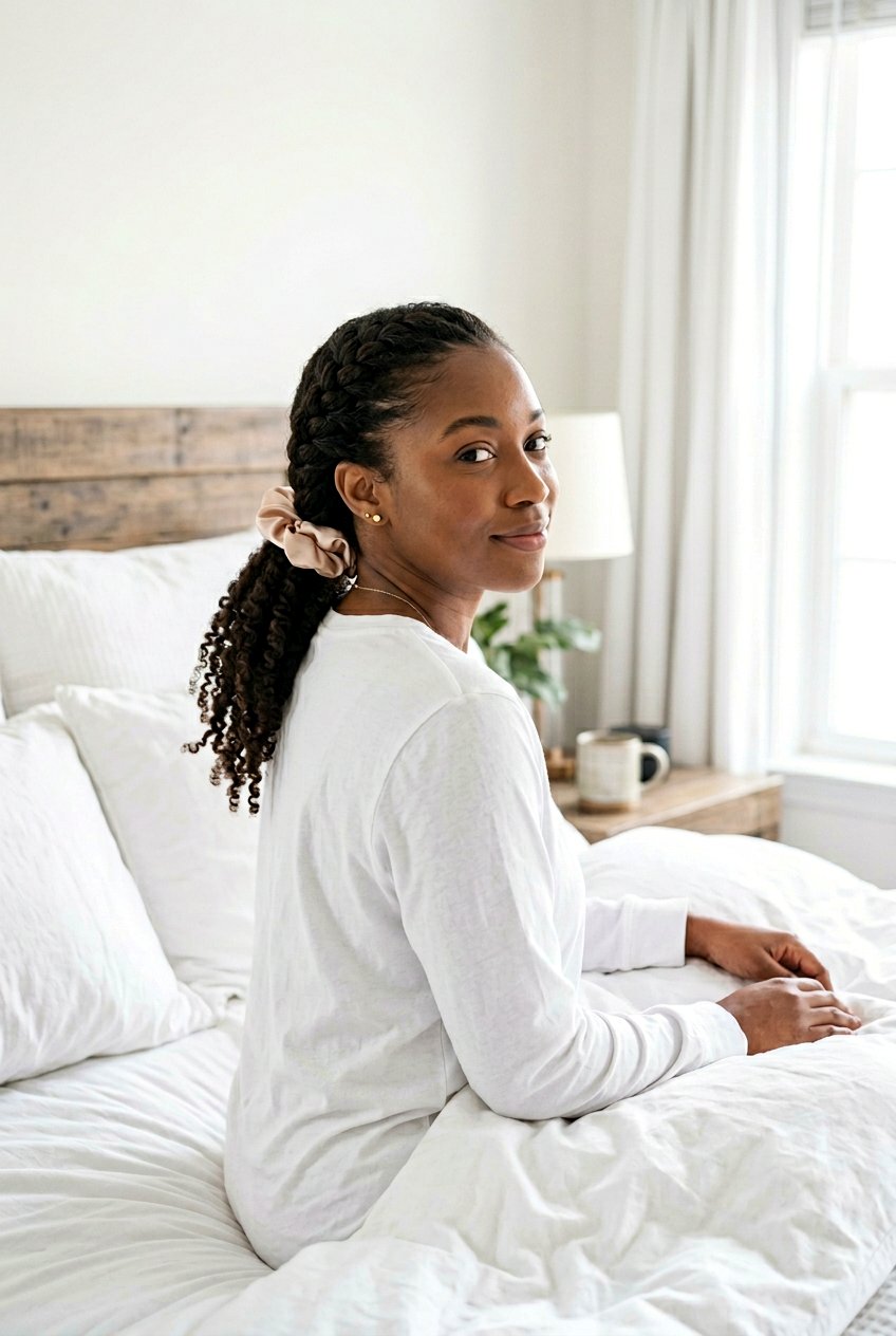 French Braid Low Ponytail for Natural Hair - 20 braided protective styles for sleep - 20 braided protective styles for sleep