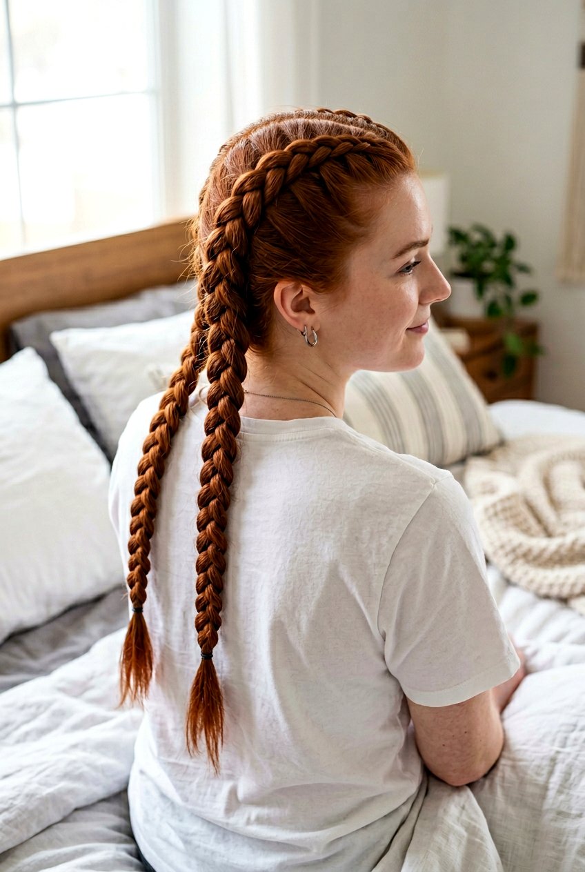 French Braid Pigtails - 20 easy overnight hairstyle for thick hair - 20 easy overnight hairstyle for thick hair