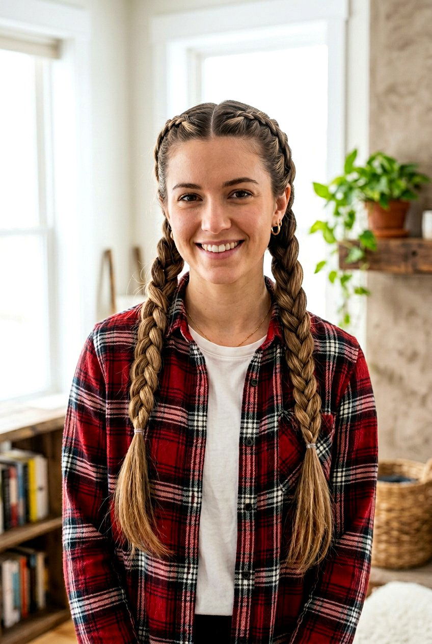 French Braid Pigtails - 20 road trip hairstyle for long layers - 20 road trip hairstyle for long layers