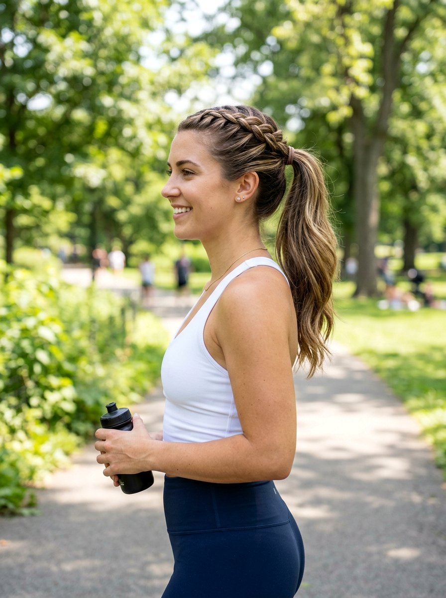 French Braid Ponytail - 20 cute hairstyle for amusement park - 20 cute hairstyle for amusement park