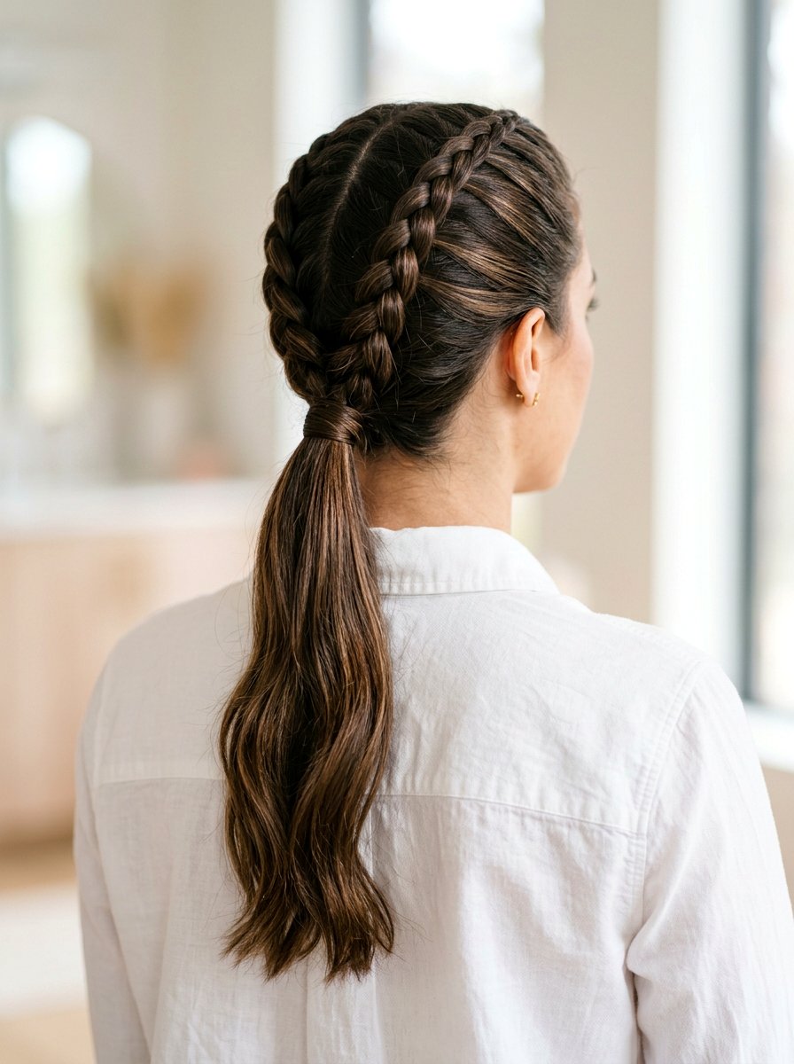 French Braid Ponytail - 20 office hairstyle for humid days - 20 office hairstyle for humid days