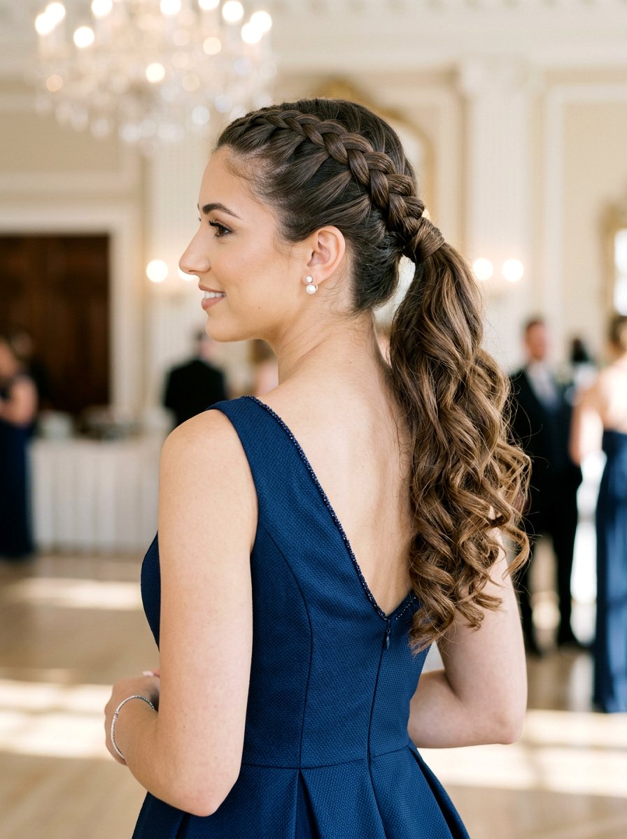 French Braid Ponytail - 20 prom ponytail with braid - 20 prom ponytail with braid