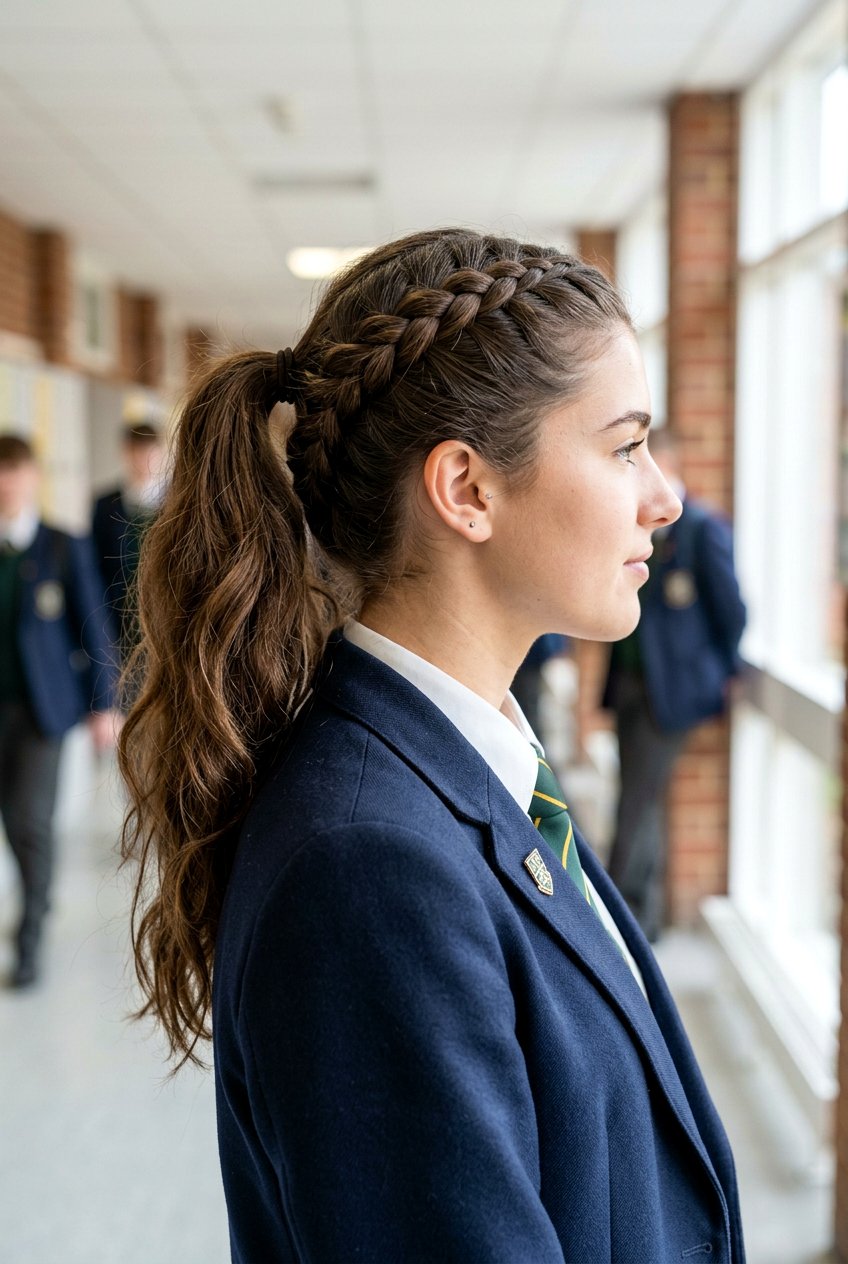 French Braid Ponytail - 20 school hairstyle for long thick hair - 20 school hairstyle for long thick hair