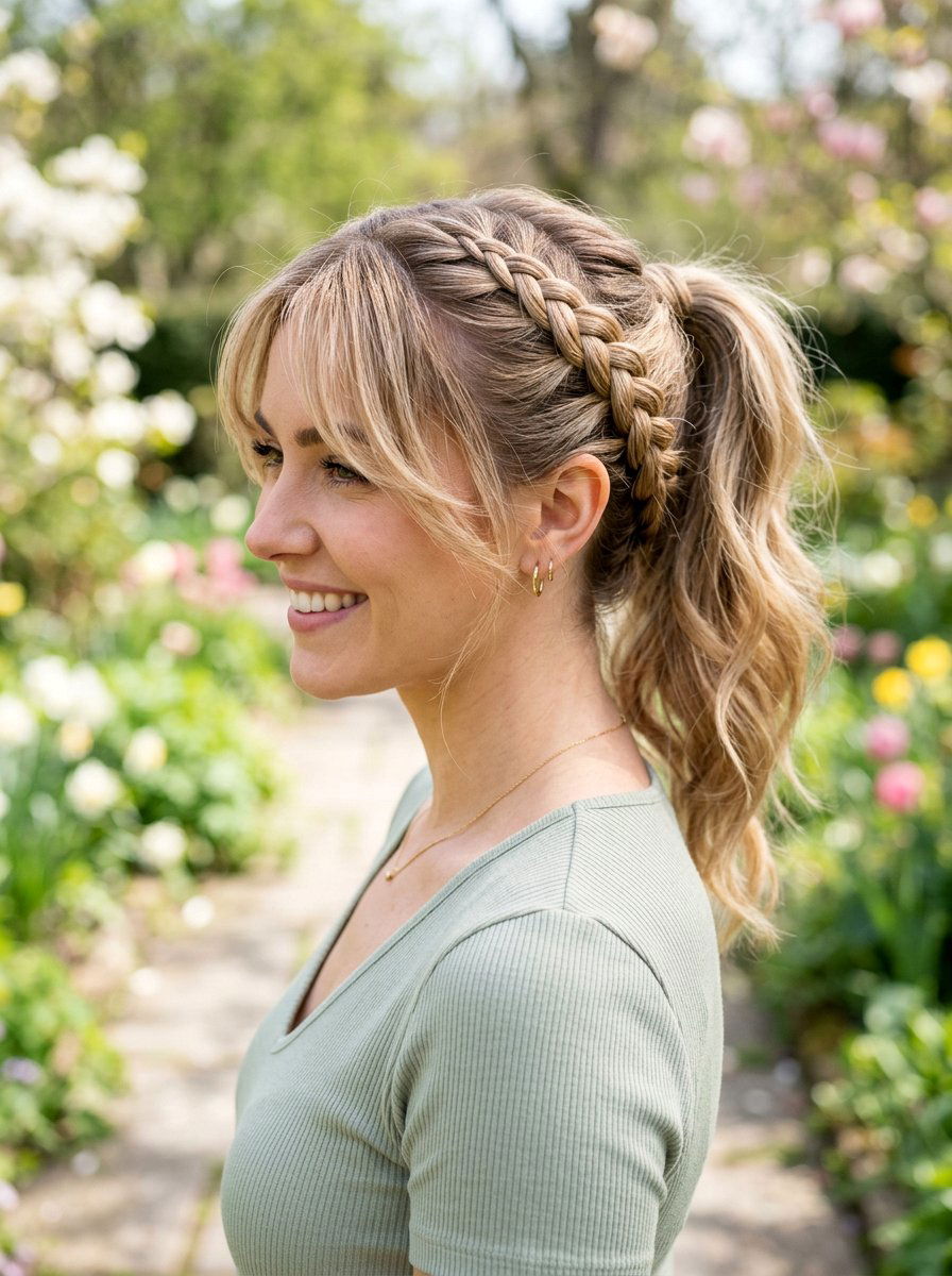 French Braid Ponytail With Bangs - 20 french braid ponytail hairstyle - 20 french braid ponytail hairstyle