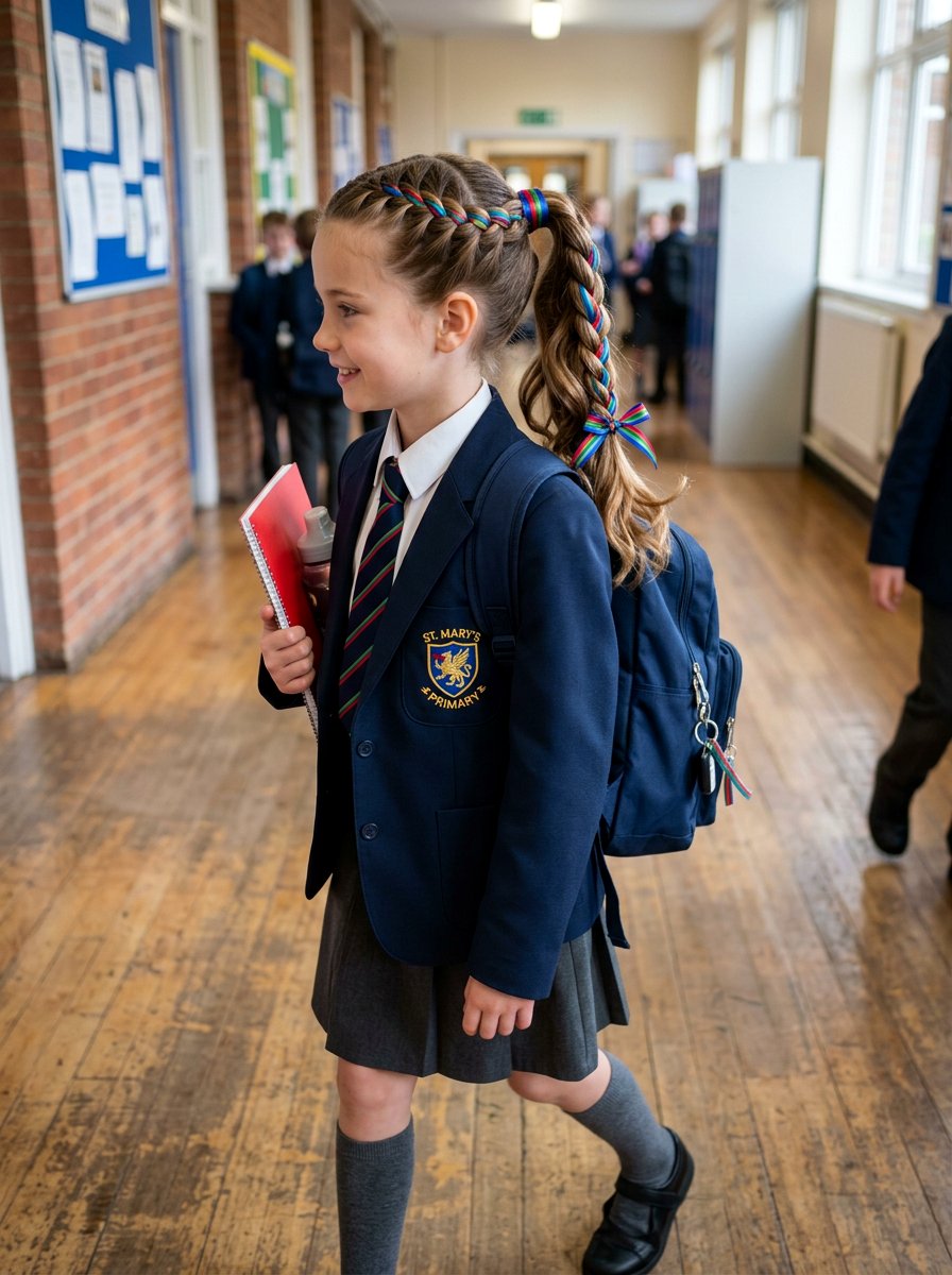 French Braid Ponytail With Ribbon - 20 school french braid ponytail - 20 school french braid ponytail