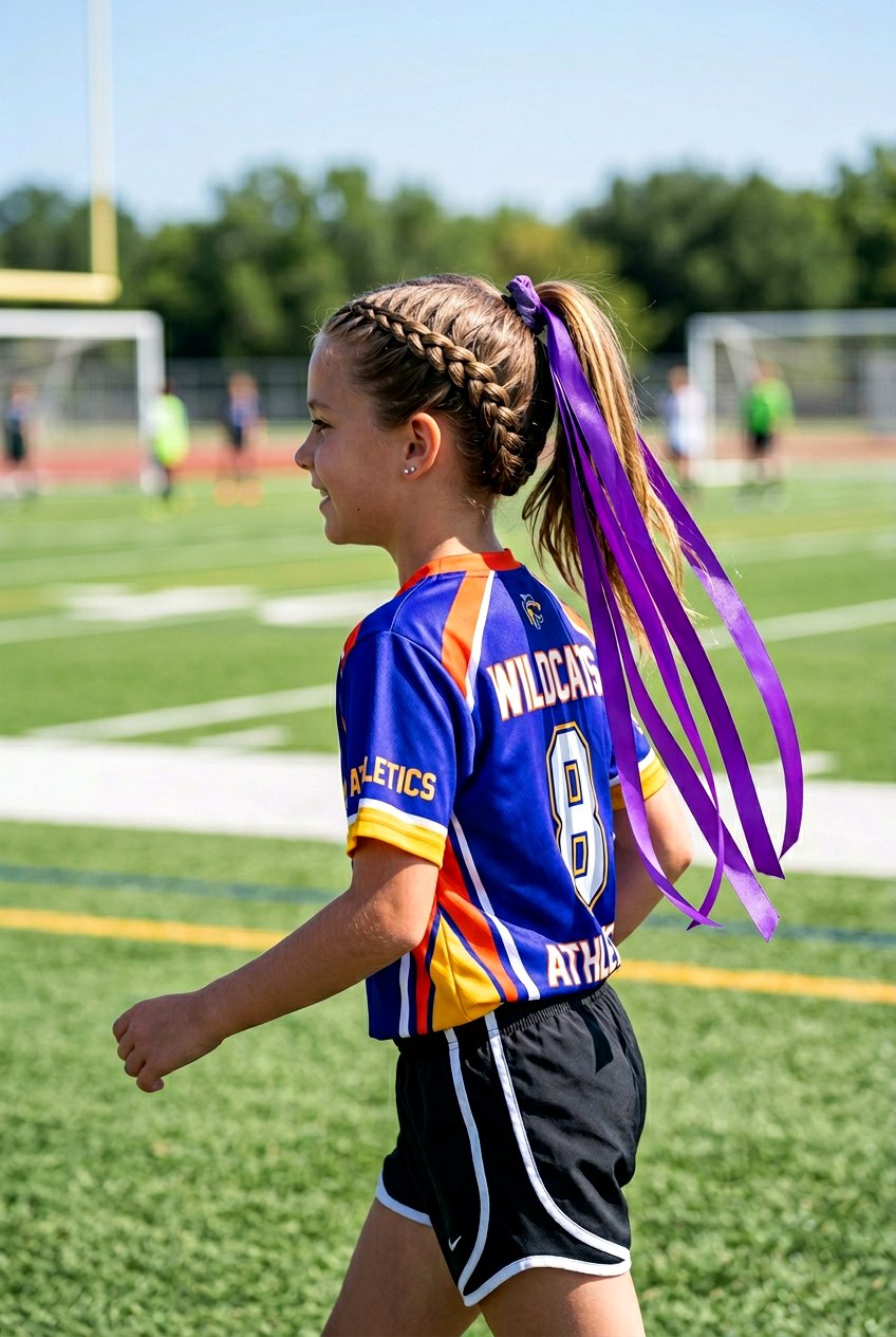 French Braid Ponytail With Ribbon Streamers - 20 ribbon ponytail for girls - 20 ribbon ponytail for girls