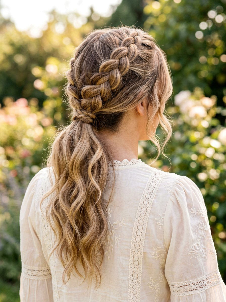 French Braid Ponytail With Soft Pulled Pieces - 20 soft glam hairstyle with ponytail - 20 soft glam hairstyle with ponytail
