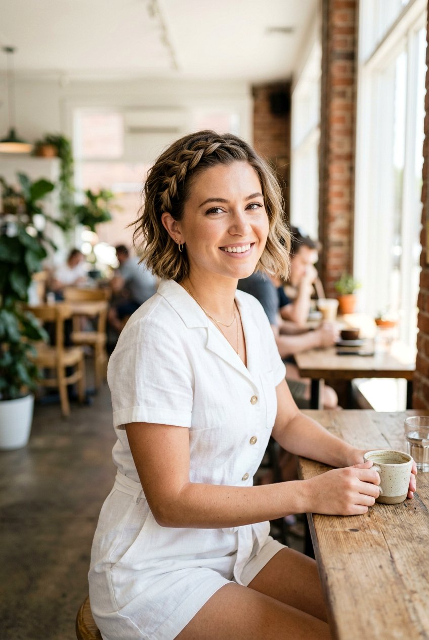 French Braid Side Short Bob - 20 birthday hairstyle for short bob hair - 20 birthday hairstyle for short bob hair