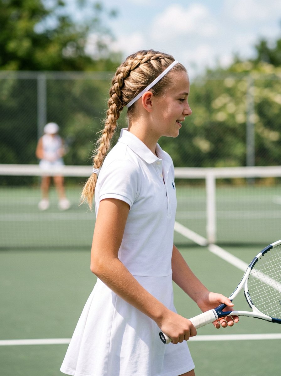 French Braid Tennis Hairstyle - 20 tennis hairstyles for girls - 20 tennis hairstyles for girls