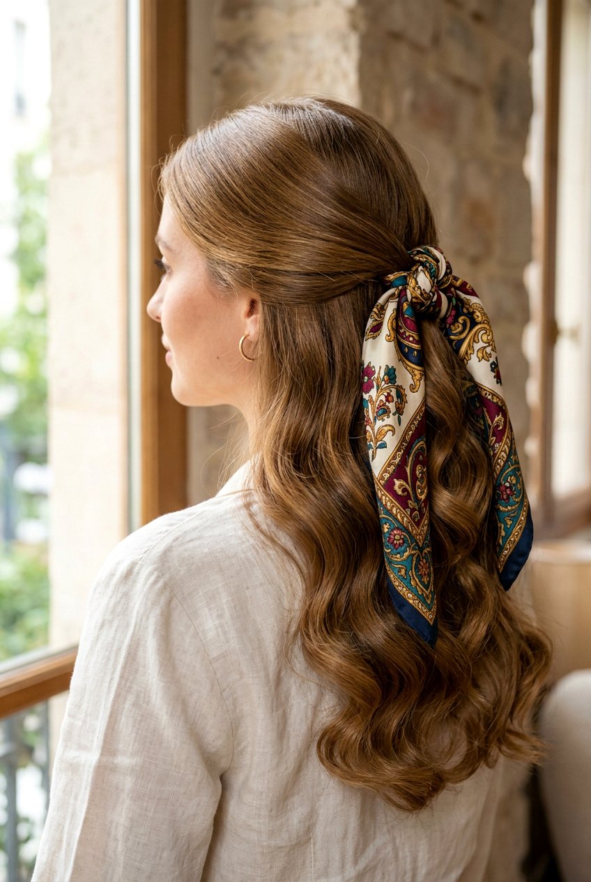 French Braid Waves With Silk Scarf - 20 french braid waves overnight - 20 french braid waves overnight