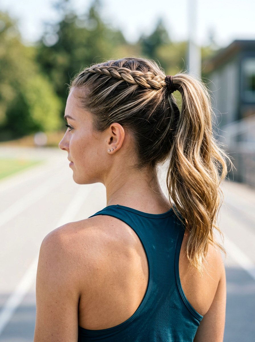 French Braided Ponytail - 20 quick hairstyle for gym mornings - 20 quick hairstyle for gym mornings