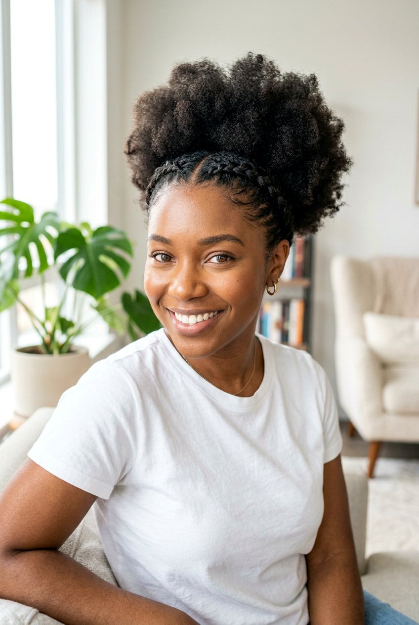French Braids In Front With Afro Puff - 20 afro puff with braids in front - 20 afro puff with braids in front