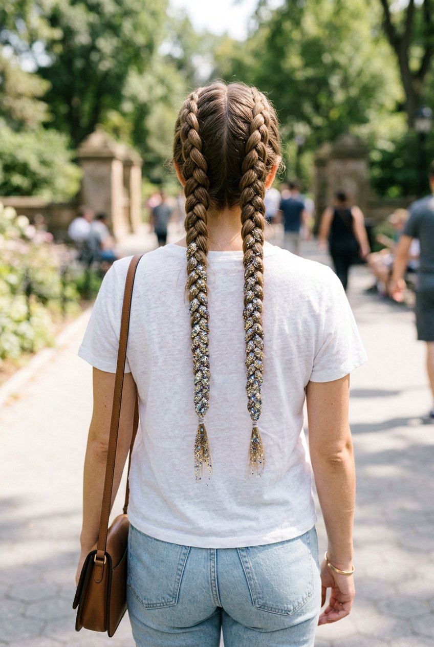 French Braids With Glitter Ends - 20 glitter braid hairstyles - 20 glitter braid hairstyles