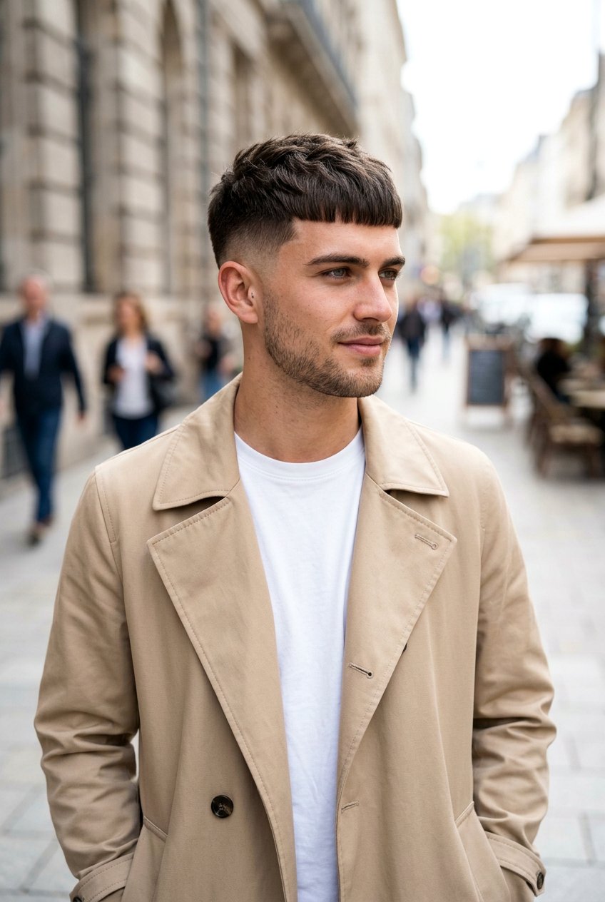 French Crop Low Fade - 20 long top short sides haircut men - 20 long top short sides haircut men