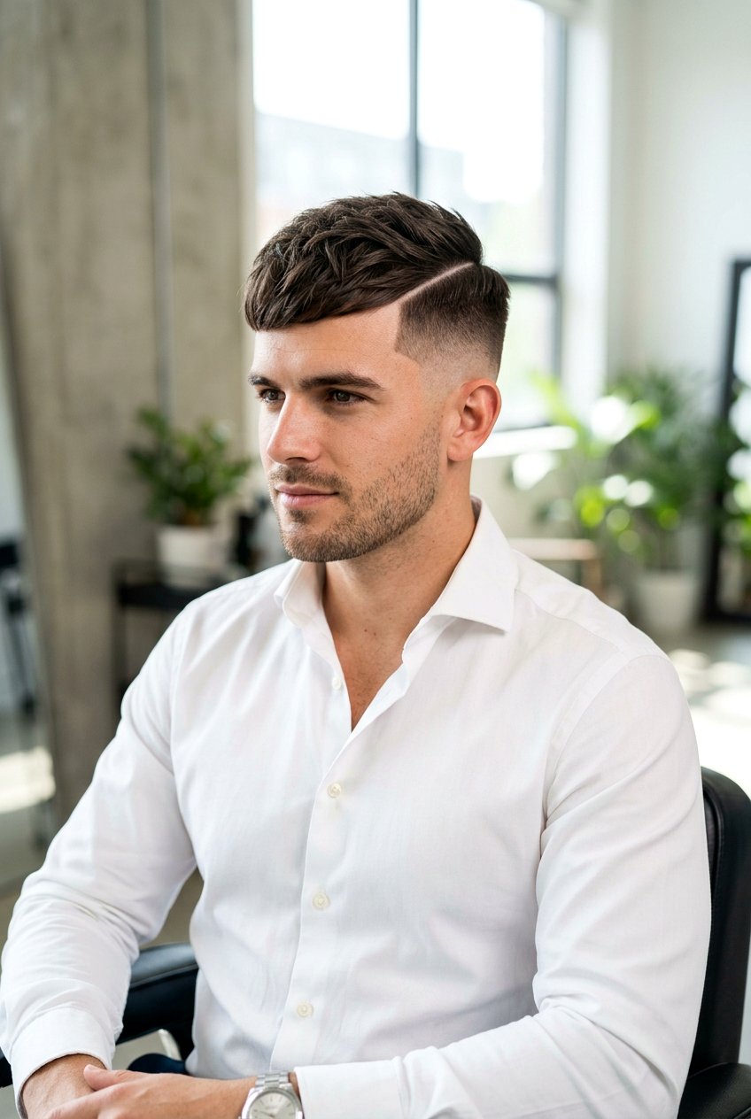 French Crop With Hard Part - 20 french crop for receding hairline men - 20 french crop for receding hairline men