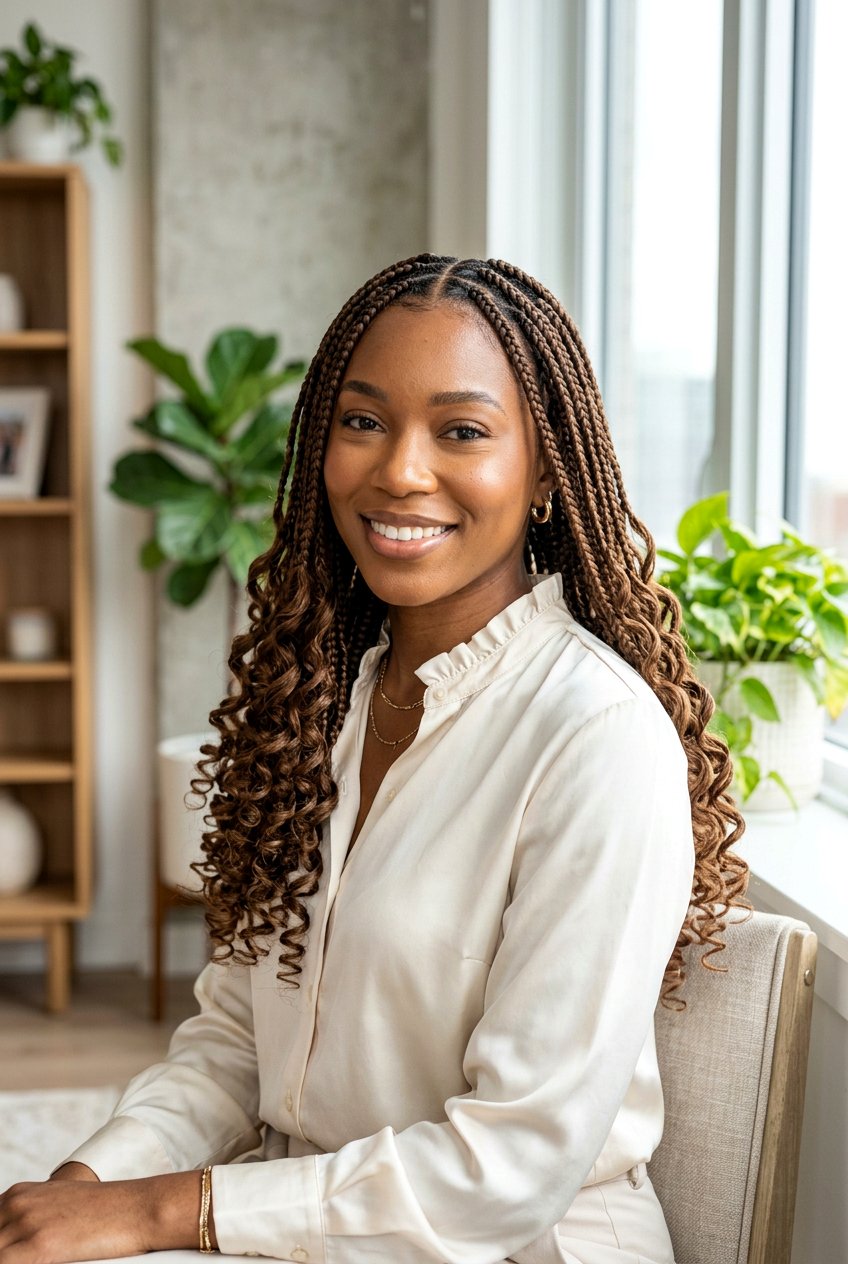 French Curl Boho Knotless Braids - 20 boho knotless braids hairstyle - 20 boho knotless braids hairstyle