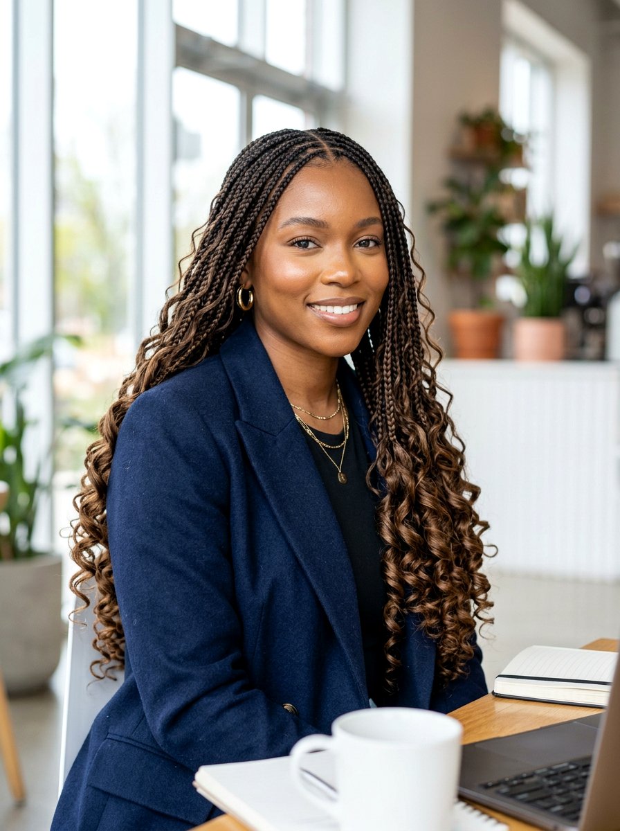 French Curl Knotless Braids - 20 knotless braids with curls - 20 knotless braids with curls