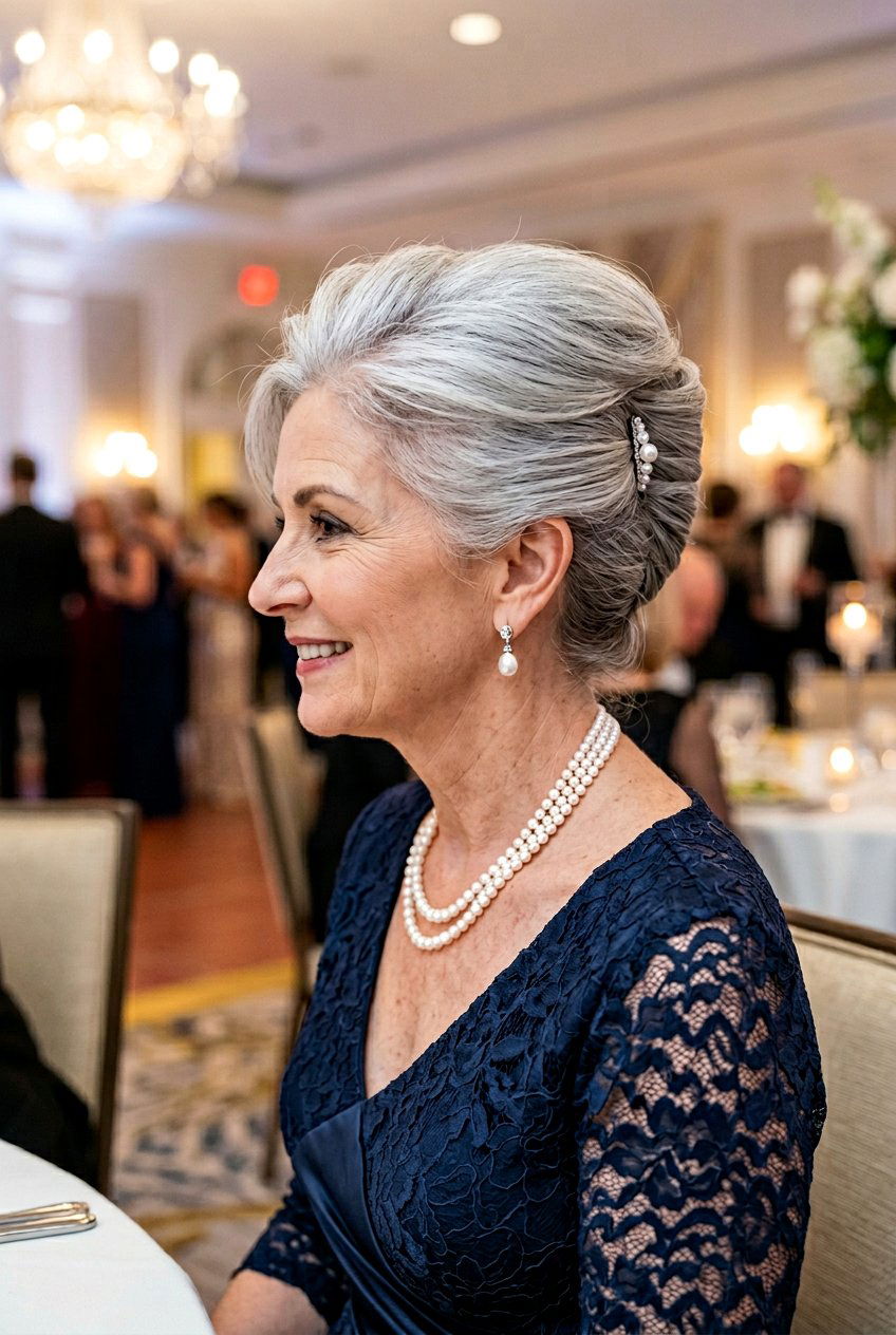 French Twist - 20 polished wedding bun for older women - 20 polished wedding bun for older women