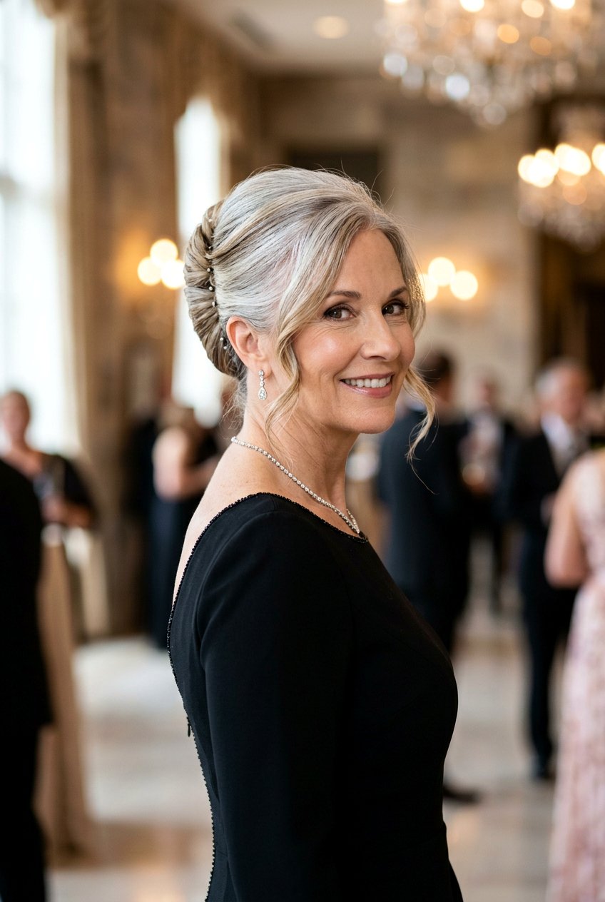 French Twist - 20 classy wedding guest hairstyles for women over 50 - 20 classy wedding guest hairstyles for women over 50